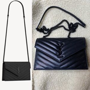 Yves Saint Laurent Envelope Grained Leather Crossbody.